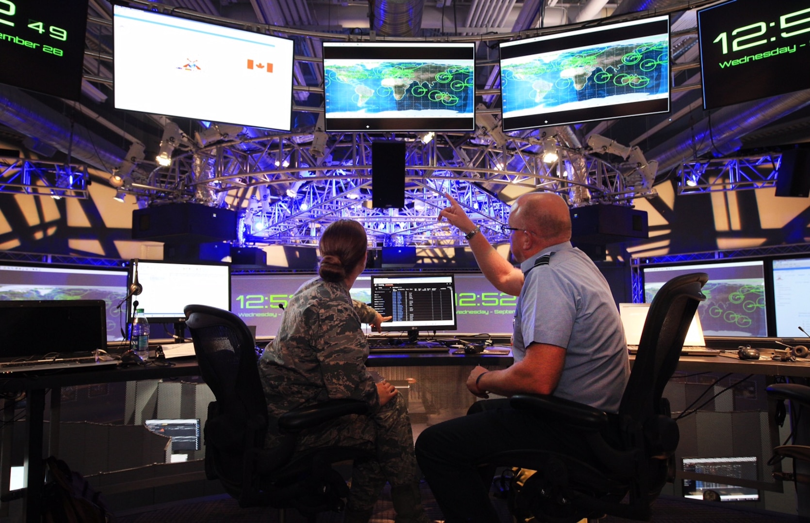 Participants conduct simulated space operations during the third Space Situational Awareness (SSA) Tabletop Exercise (TTX)/GLOBAL SENTINEL 16 (GS-16) in Suffolk, Va., Sept. 28, 2016. The U.S. Strategic Command (USSTRATCOM)-hosted event provided an opportunity for representatives from Australia, Canada, France, Germany, Japan, the United Kingdom and commercial entities to collaborate on combined SSA operations in support of USSTRATCOM's continuing effort to build, support and sustain partnerships. "GLOBAL SENTINEL SSA-TTX has become the premier international forum for partner and allied space integration at the tactical and operational level," said Maj. Gen. Clinton E. Crosier, USSTRATCOM director of plans and policy, who attended the event. One of nine DoD unified combatant commands, USSTRATCOM has global strategic missions assigned through the Unified Command Plan that include strategic deterrence; space operations; cyberspace operations; joint electronic warfare; global strike; missile defense; intelligence, surveillance and reconnaissance; combating weapons of mass destruction; and analysis and targeting. (Courtesy photo)