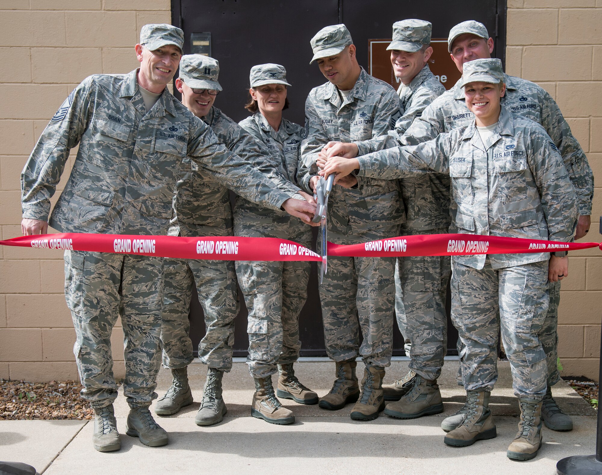 Col. Leslie Maher, 375th Air Mobility Wing commander, gives her remarks during the Rockwell Hall grand opening, June 20, 2018, at Scott Air Force Base, Illinois. The six-month renovation project involved installing new furniture and carpet, as well as repainting the walls. (U.S. Air Force photo by Airman 1st Class Tara Stetler)