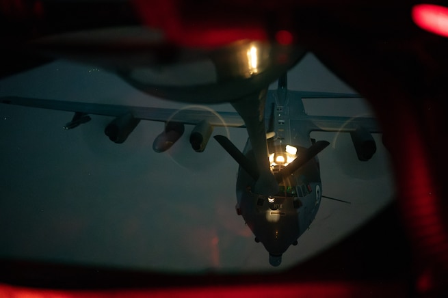 A U.S. Air Force AC-130J Ghostrider prepares to receive fuel over the U.S. Central Command area of responsibility Oct. 13, 2024. The AC-130J Ghostrider's primary missions are close air support, air interdiction and armed reconnaissance. (U.S. Air Force photo)