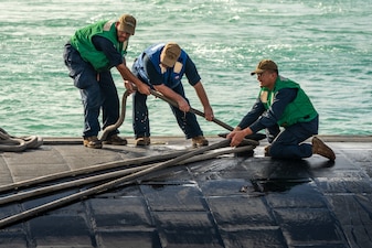 USS Springfield (SSN 761) moors at Polaris Point at Naval Base Guam.