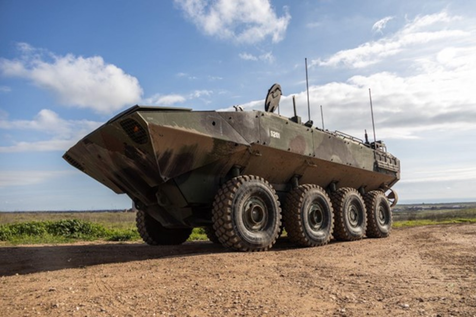 An Amphibious Combat Vehicle is staged during a Basic Land Driving Course at Fire Base Gloria at Marine Corps Base Camp Pendleton, California, Feb. 29, 2024. ACV crewmember students must successfully complete this 80-day course as part of their required certifications to operate the ACV. The Marine Corps is taking a deliberate approach to fielding the ACV to the Fleet Marine Force to ensure our Marines understand the platform’s capabilities and can operate it safely and proficiently.