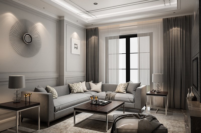 Metallic accent in a living room interior works well and brings in a flair of sophistication