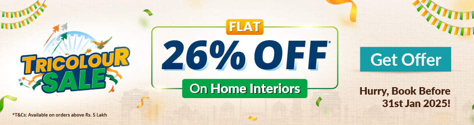 DesignCafe Offer: Flat 26% OFF on Home Interiors this republic day