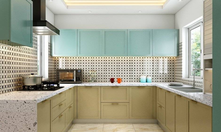 U-shaped modular kitchen design for urban couples