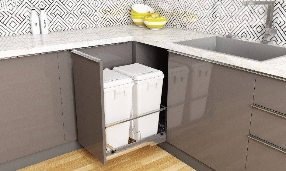 Kitchen cabinet pull-outs to manage kitchen waste efficiently