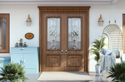 Stylish fibre door with a unique texture and streamlined design, perfect for enhancing the look of any entryway