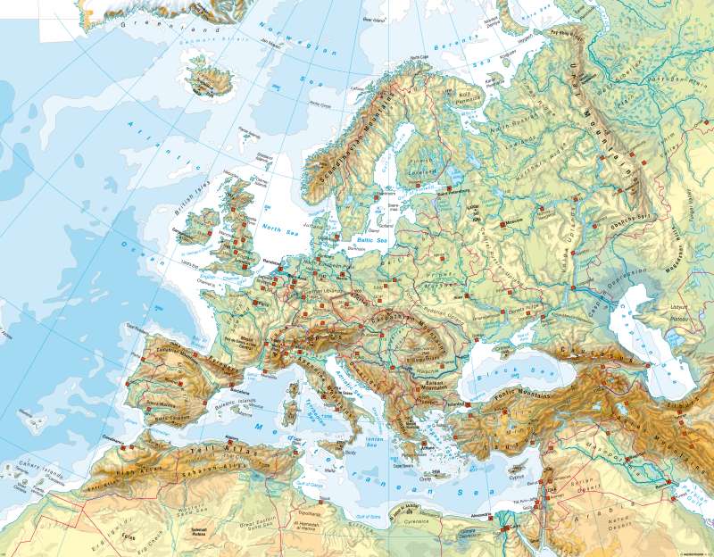 Diercke Weltatlas - Kartenansicht - Europe - Physical map - - 978-3-14 ...