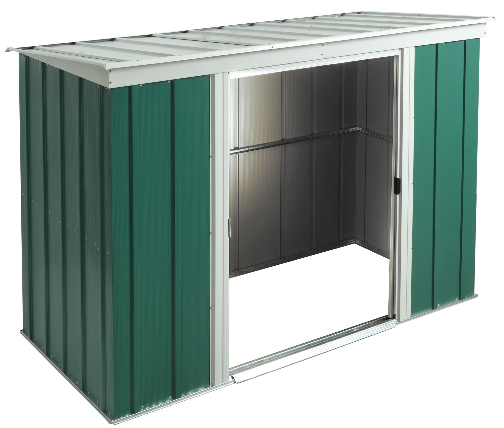 Arrow Greenvale 6x4 ft Pent Green & white Metal 2 door Shed