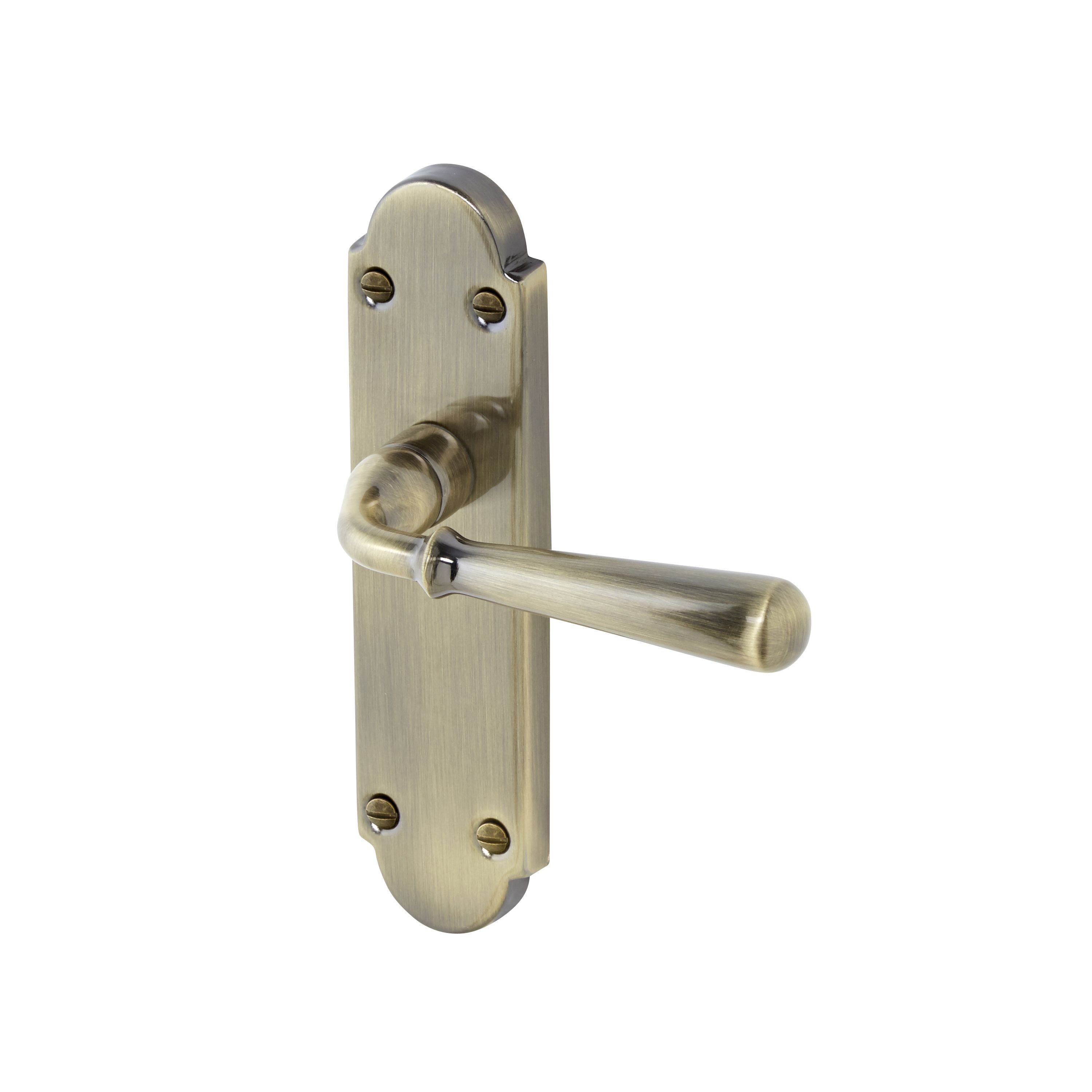 Colours Leba Antique brass effect Steel Straight Latch Door handle (L)116mm