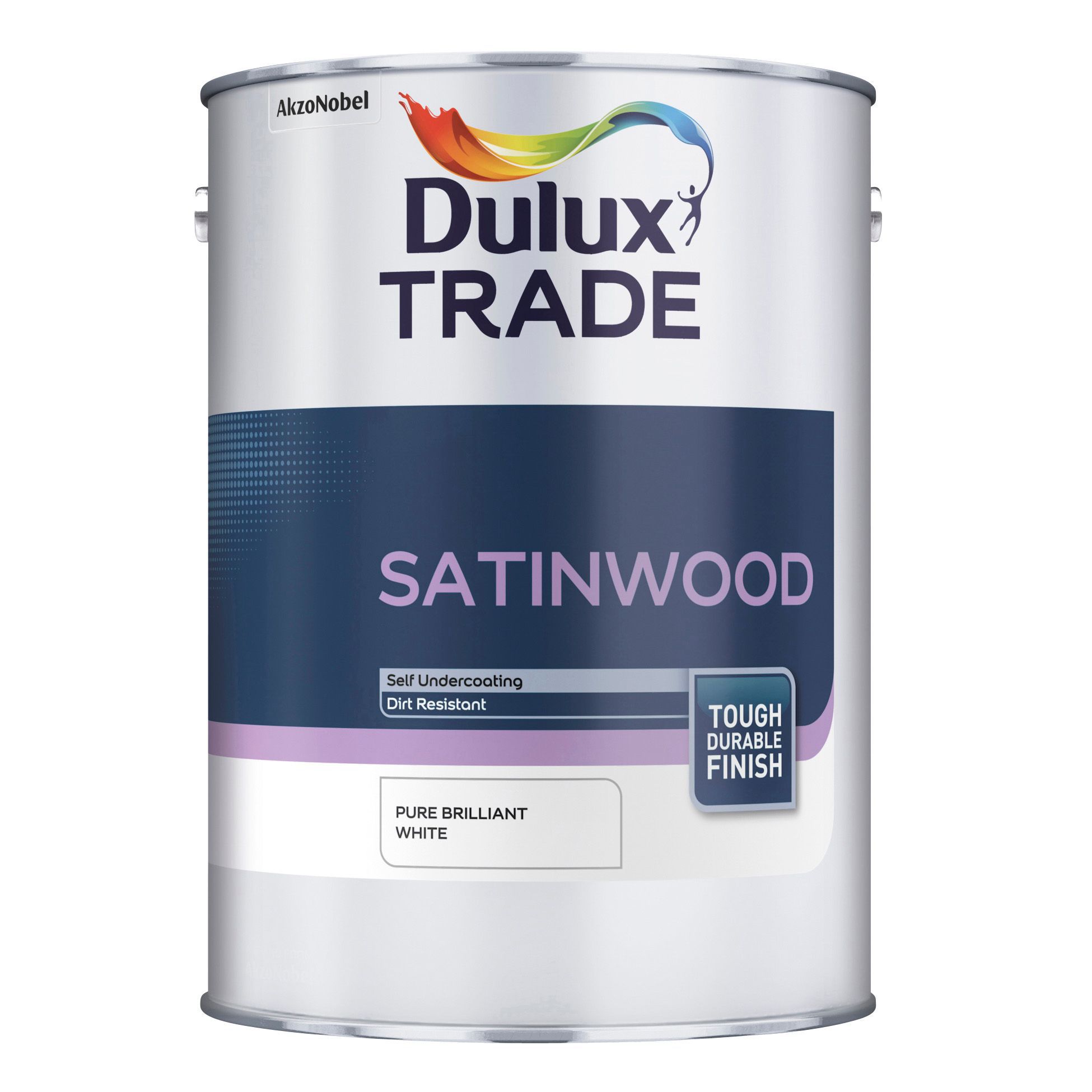 Dulux Trade Pure brilliant white Satinwood Metal & wood paint, 1L