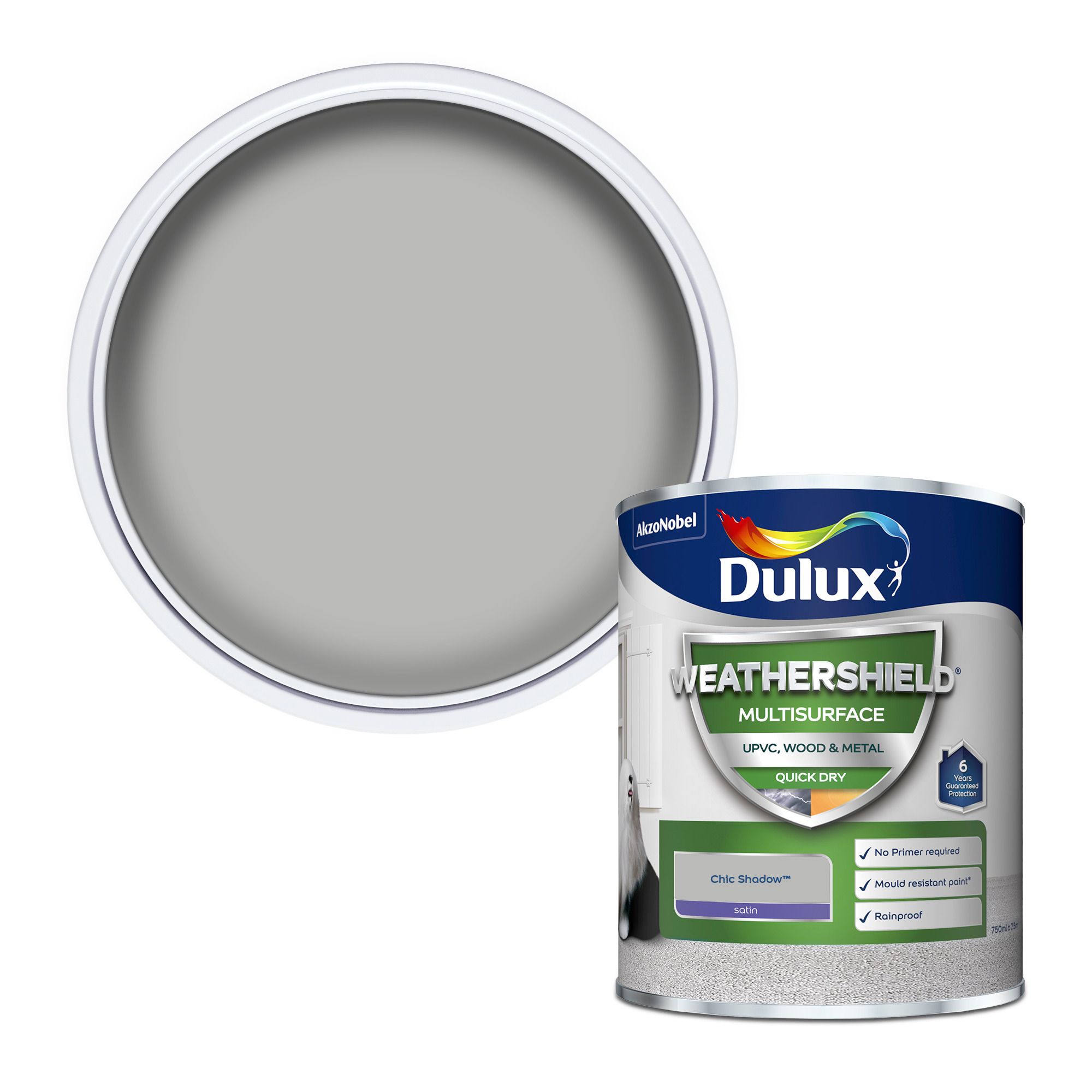 Dulux Weathershield Chic Shadow Satinwood Multi-room Multi-surface paint, 750ml