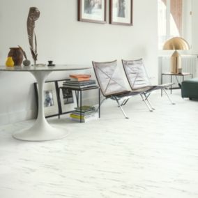 Quick-step Lima White Marble effect Vinyl Tile, 1.85m²