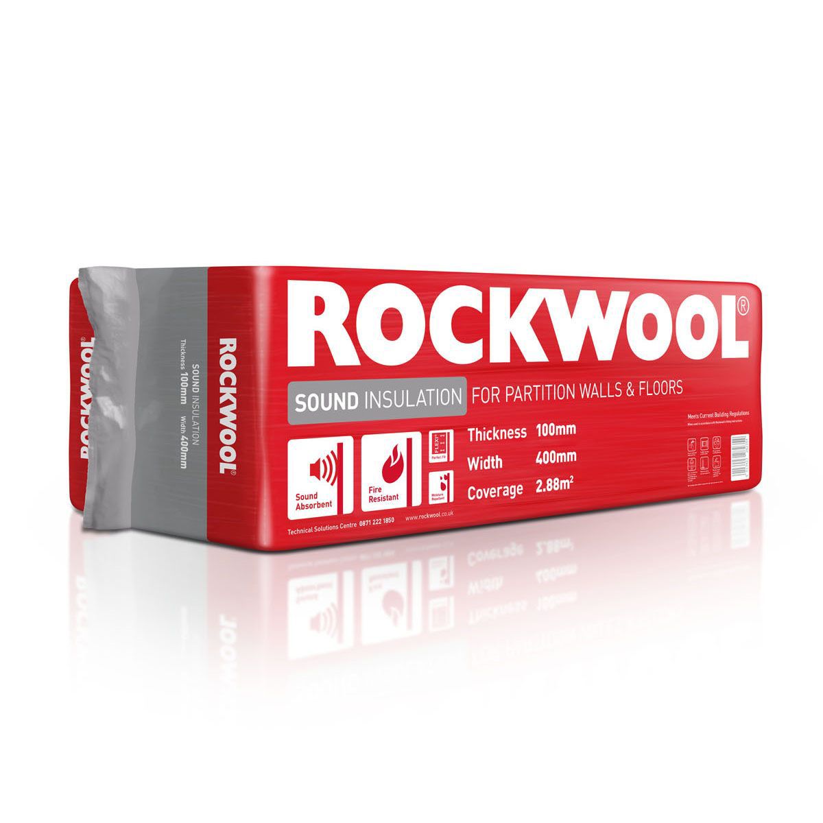 Rockwool Sound Stone wool fibres Insulation slab Pack of 6