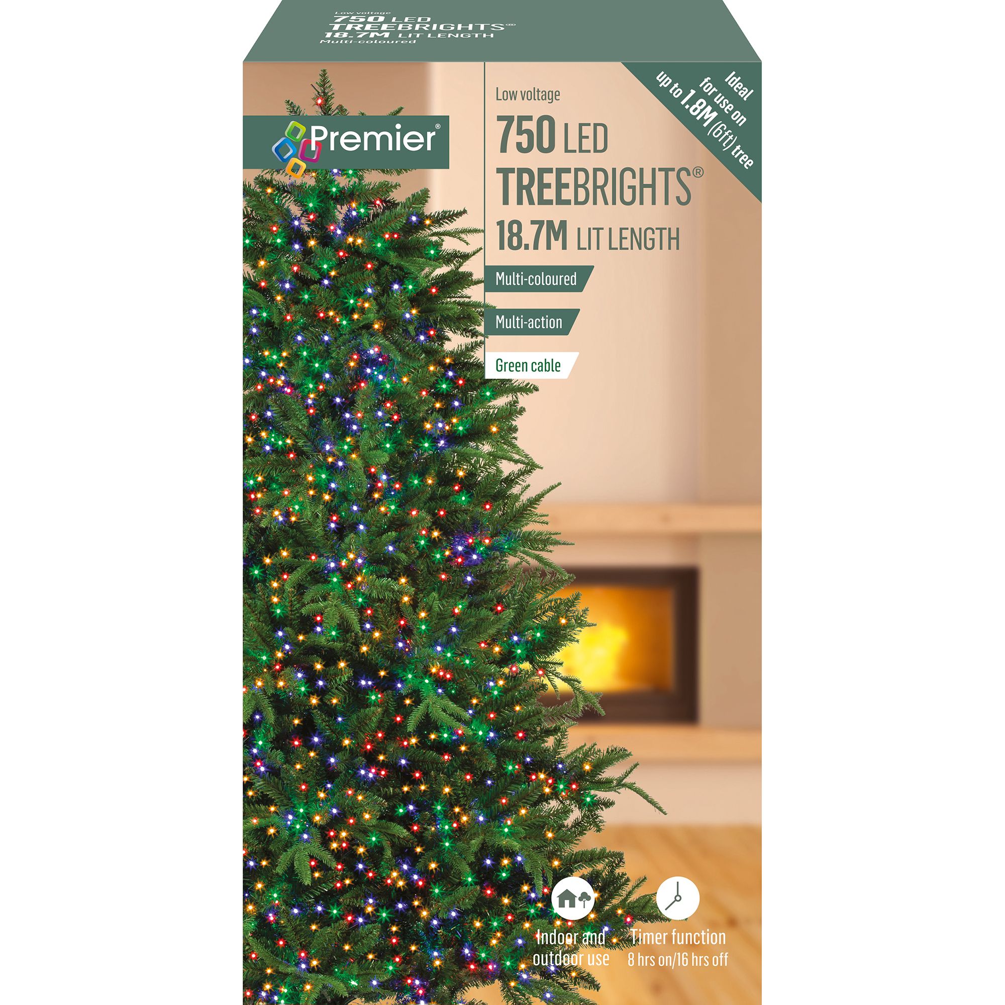 Treebrights 750 Multicolour LED With timer function String lights with 5m Green cable