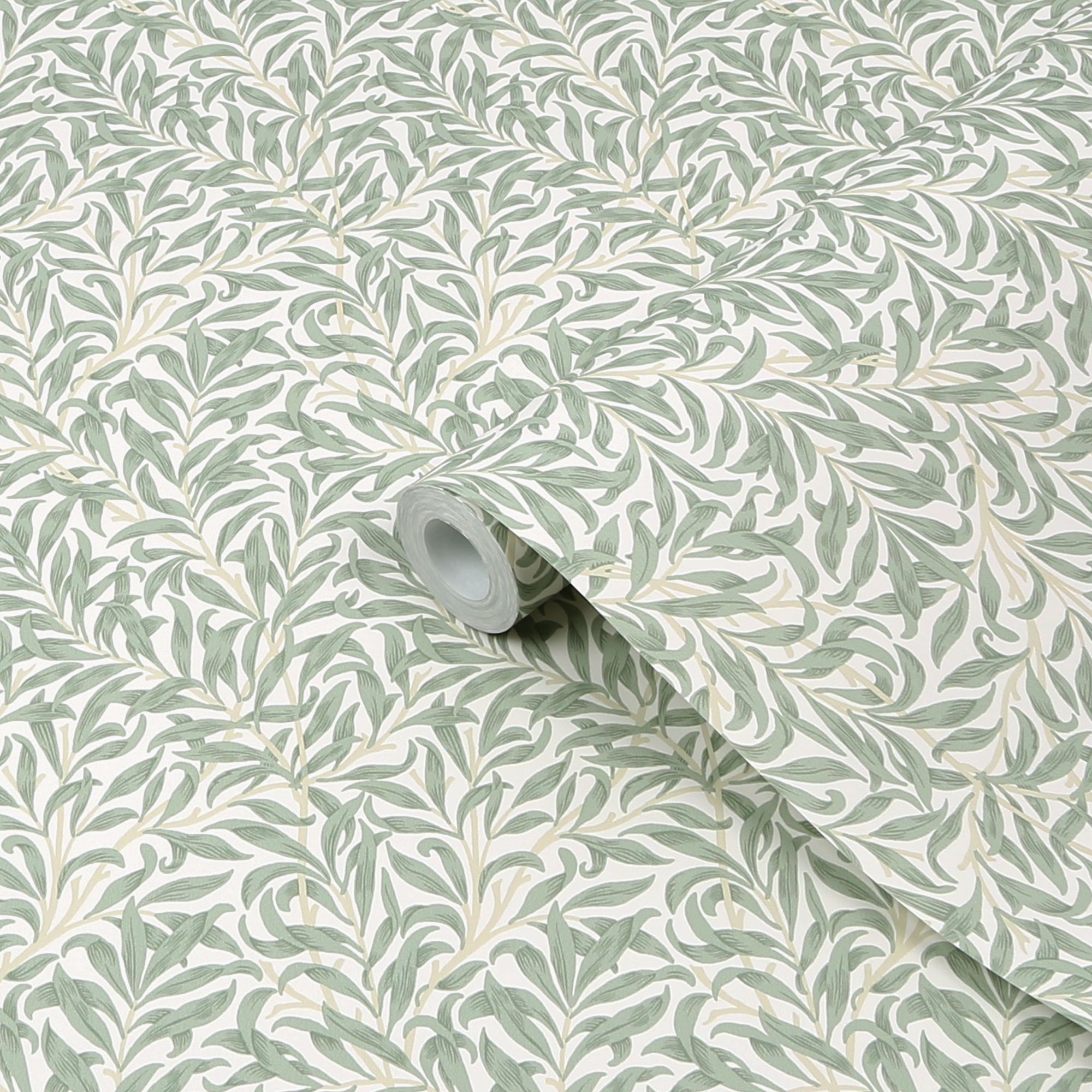 William Morris Soft Sage Bough Ditsy Smooth Wallpaper