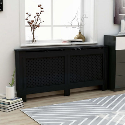 Berkfield Radiator Cover Black 172x19x81 cm MDF