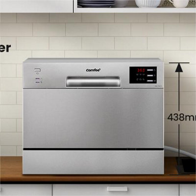 Comfee 6.5 L Silver Freestanding Tabletop Compact Dishwasher with LED Display