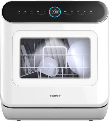 Comfee White 3 Place Settings Tabletop Dishwasher with 7 Programmes,Touch Control,LED Display and Delay Start