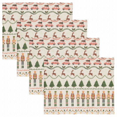 Evans Lichfield Christmas Celebration Festive Set of 4 Placemats Multicolour