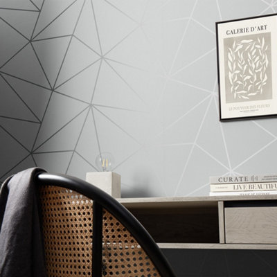 Zara Shimmer Metallic Wallpaper In Soft Grey And Silver