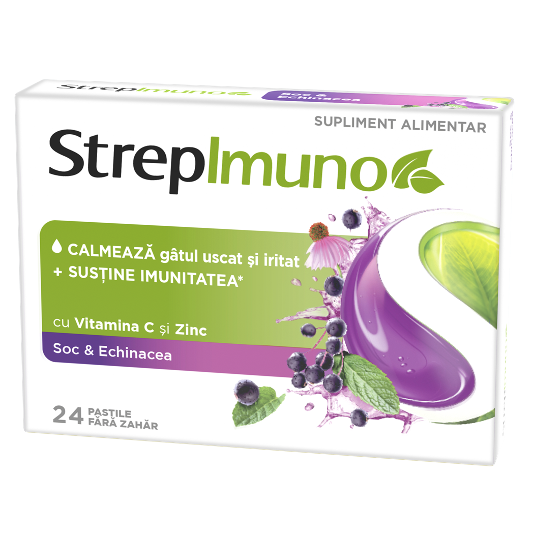 Strepimuno cu soc si echinacea, 24 pastile de supt, Reckitt Benckiser