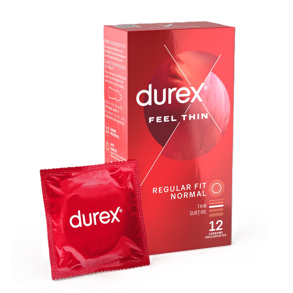 Prezervative Feel Thin, 12 bucati, Durex