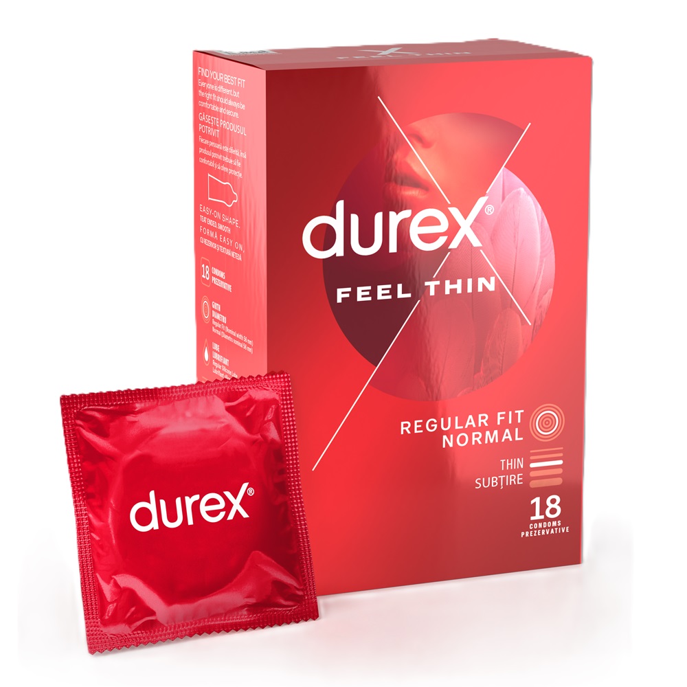 Prezervative Feel Thin, 18 bucati, Durex