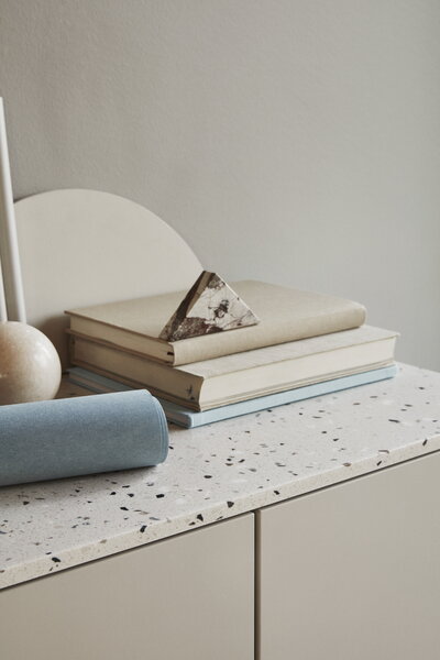 Sideboards och byråer, Fuuga sidobord, 128 cm, väggmontering, cashmere-Terrazzo-mässing, Beige