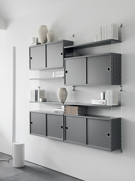 Shelving units, String cabinet, 78 x 20 cm, grey, Gray