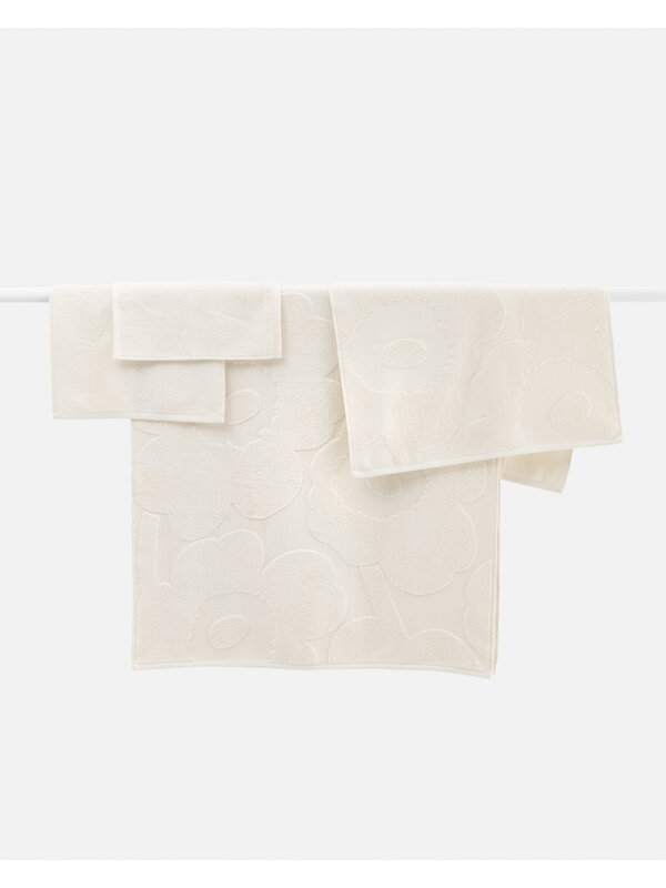 Hand towels & washcloths, Unikko Solid mini towel, 32 x 32 cm, ivory, White