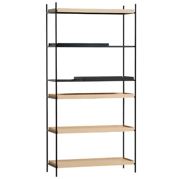 Bookcases, Tray shelf, high, 2 black - 4 oak, Black