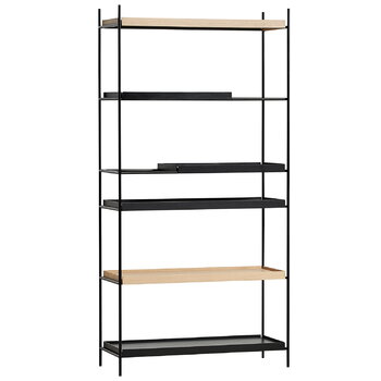 Bookcases, Tray shelf, high, 2 oak - 2+2 black, Black