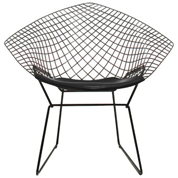 Sessel, Bertoia Diamond Stuhl, Schwarz - schwarzes Kissen, Schwarz