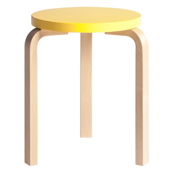 Stools, Aalto stool 60, yellow - birch, Yellow