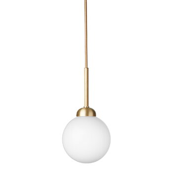 Pendant lamps, Apiales 1 pendant, brushed brass - opal white, White