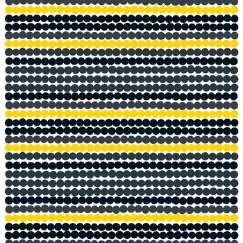 Marimekko fabrics, Räsymatto fabric, black-yellow, Yellow