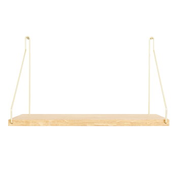 Wall shelves, D27 wall shelf, 40 cm, oak - brass, Gold