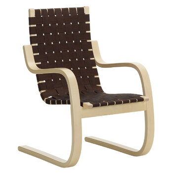 Armchairs & lounge chairs, Aalto armchair 406, birch - black/brown webbing, Brown