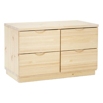 Sideboards och byråer, Classic byrå, 4 lådor, klarlackad furu, Naturfärgad