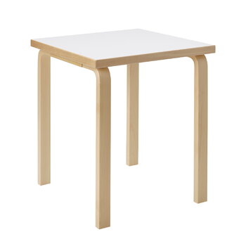 Dining tables, Aalto table 80C, 60 x 60 cm, birch - white laminate, White