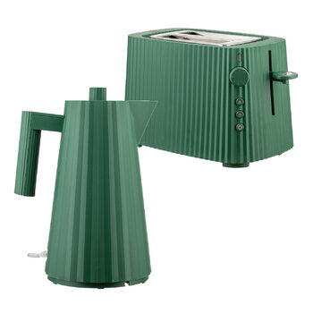 Toaster, Plissé Set aus Toaster und Wasserkocher, 1,7 l, Grün, Grün