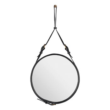 Wall mirrors, Adnet mirror, S, black leather, Black