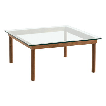 Coffee tables, Kofi table 80 x 80 cm, lacquered walnut - clear glass, Brown