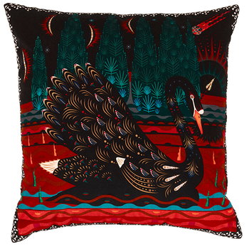 Cushion covers, Black Swan cushion cover, velvet, Multicolour