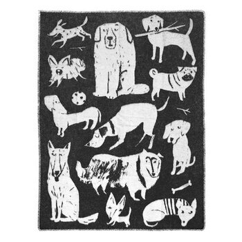 Blankets, Koirapuisto blanket, 130 x 180 cm, black - white, Black