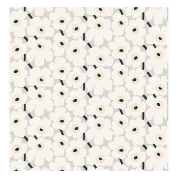 Marimekko fabrics, Pieni Unikko  coated fabric, beige - off white - dark green, Beige