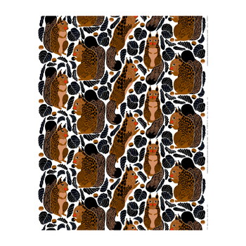 Marimekko fabrics, Kurre coated fabric, white - brown - black - red, Brown