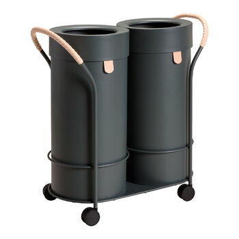 Poubelles et bacs de recyclage, Ensemble Bin There, chariot et 2 bacs, L, anthracite, Gris