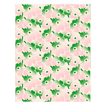 Marimekko fabrics, Pieni Unikko Häivähdys cotton fabric, off-white - pink - green, White