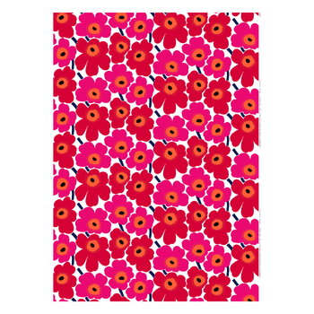 Marimekko fabrics, Pieni Unikko fabric, white - red, Red